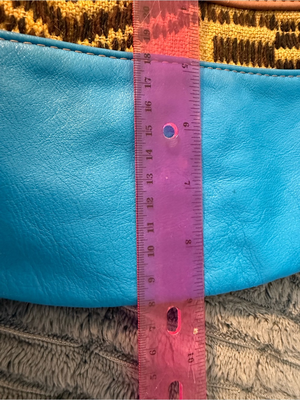 Bespoke Handmade Rebyc. Colorblock Leather Crossbody Bag - Blue, Tan & Pink - Picture 6 of 6
